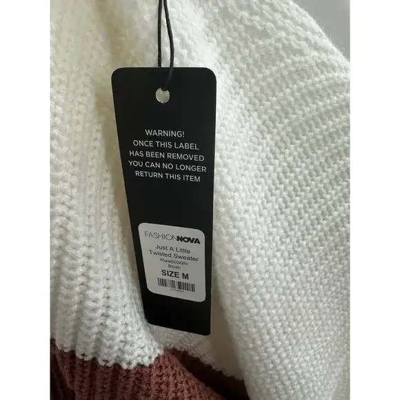 Fashion Nova Womens Twisted Sweater Blush Colorblock Crop Knit Size M NWT Boho - Picture 6 of 7